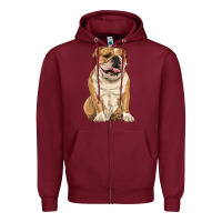 Burgundy english bulldog Zipper Hoodie - RanaPortraitStore