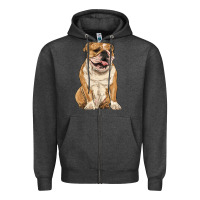 Charcoal Heather english bulldog Zipper Hoodie - RanaPortraitStore