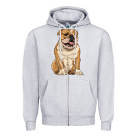 Heather Grey english bulldog Zipper Hoodie - RanaPortraitStore