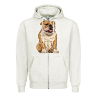 Oatmeal Heather english bulldog Zipper Hoodie - RanaPortraitStore