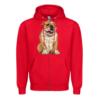 Red english bulldog Zipper Hoodie - RanaPortraitStore