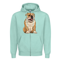 Seafoam english bulldog Zipper Hoodie - RanaPortraitStore