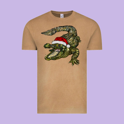 Christmas Alligator Vintage Tee Designed By Barkaloodesign