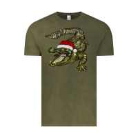 Vintage Olive Christmas alligator Vintage Tee - BarkalooDesign