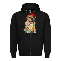 Black christmas bulldog Zipper Hoodie - RanaPortraitStore