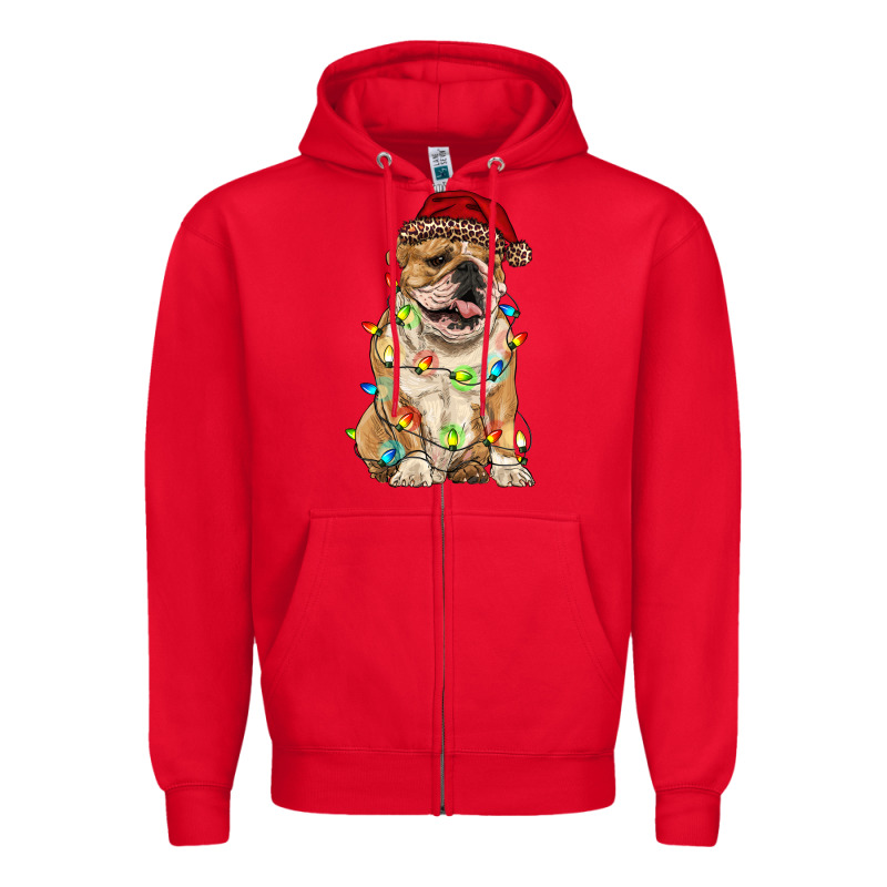 Christmas Bulldog Zipper Hoodie by RanaPortraitStore | Teevron