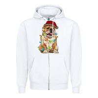 White christmas bulldog Zipper Hoodie - RanaPortraitStore