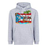 Heather Grey puerto rico and flowers with frog Heavyweight Hoodie - AdoDesignShop