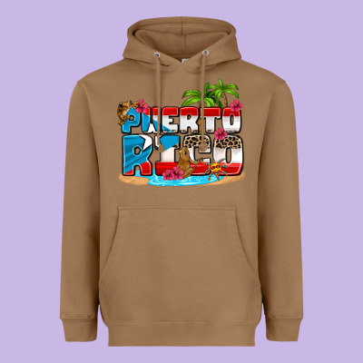 Puerto Rico And Flowers With Frog Heavyweight Hoodie Designed By Adodesignshop