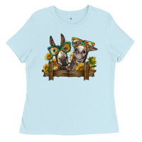 Baby Blue 2 donkeys with sunflowers Ladies Tee - BarkalooDesign