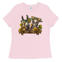 Bubblegum Pink 2 donkeys with sunflowers Ladies Tee - BarkalooDesign