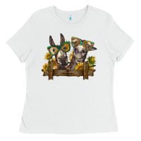 White 2 donkeys with sunflowers Ladies Tee - BarkalooDesign