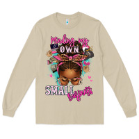 Mushroom minding my own small business afro messy bun Long Sleeve Tee - texasbilliewilder