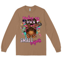 Toasted Coconut minding my own small business afro messy bun Long Sleeve Tee - texasbilliewilder