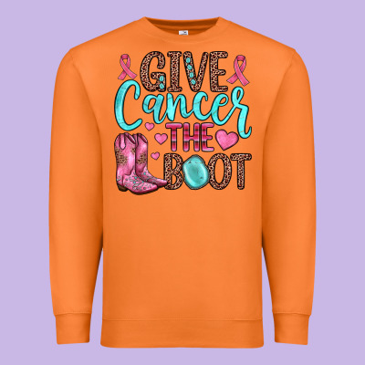 Give Cancer The Boot Premium Sweatshirt Designed By Jahusdesignshop