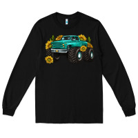 Black monster truck with sunflower western Long Sleeve Tee - texasbilliewilder