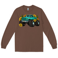 Chestnut monster truck with sunflower western Long Sleeve Tee - texasbilliewilder