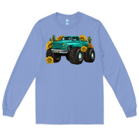 Colony Blue monster truck with sunflower western Long Sleeve Tee - texasbilliewilder