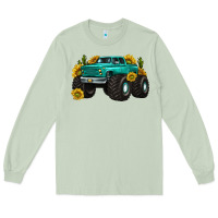 Matcha monster truck with sunflower western Long Sleeve Tee - texasbilliewilder