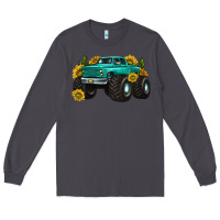 Smoke monster truck with sunflower western Long Sleeve Tee - texasbilliewilder