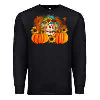 Black fall scarecrow with pumpkins Premium Sweatshirt - Artiststas