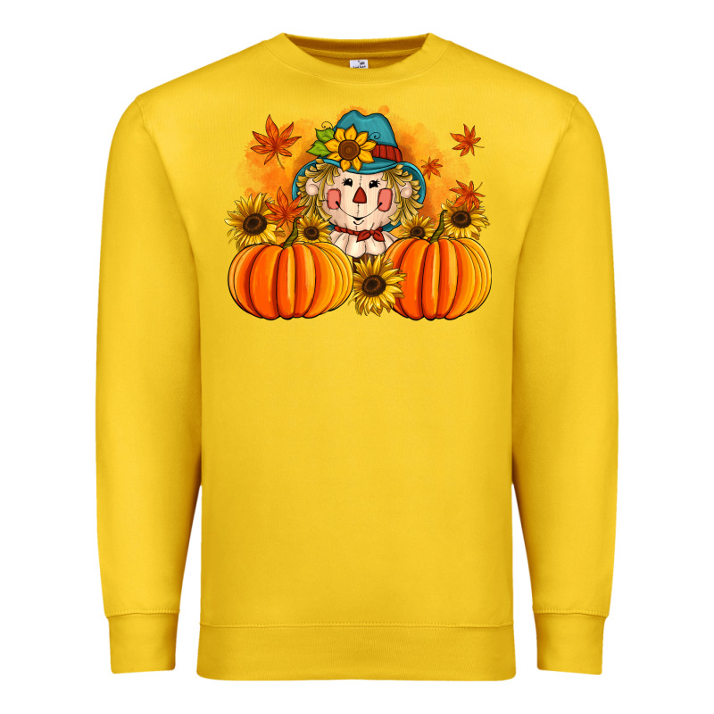 Fall Scarecrow With Pumpkins Premium Sweatshirt by Artiststas | Teevron