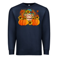 Navy fall scarecrow with pumpkins Premium Sweatshirt - Artiststas