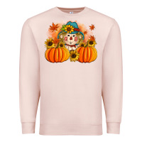 Pale Pink fall scarecrow with pumpkins Premium Sweatshirt - Artiststas