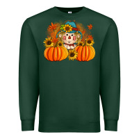 Sports Green fall scarecrow with pumpkins Premium Sweatshirt - Artiststas