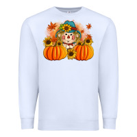 White fall scarecrow with pumpkins Premium Sweatshirt - Artiststas