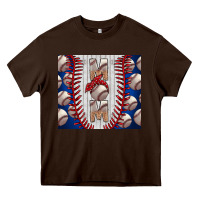 Chocolate Brown Baseball Mom Heavy Core Tee - CowhideDigitalArt