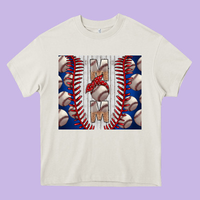 Baseball Mom Heavy Core Tee Designed By Cowhidedigitalart