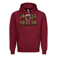 Burgundy chriistmas dog mom with german shepherd Zipper Hoodie - RanaPortraitStore