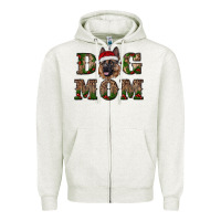 Oatmeal Heather chriistmas dog mom with german shepherd Zipper Hoodie - RanaPortraitStore