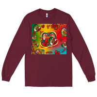 Burgundy mexico hearts Long Sleeve Tee - Zillion Design Studio