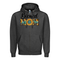 Charcoal Heather blessed mom Zipper Hoodie - RanaPortraitStore