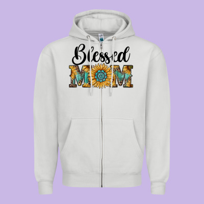 Blessed Mom Zipper Hoodie Designed By Ranaportraitstore