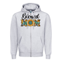 Heather Grey blessed mom Zipper Hoodie - RanaPortraitStore