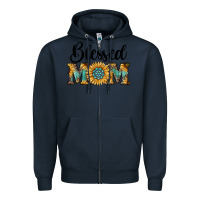 Navy blessed mom Zipper Hoodie - RanaPortraitStore