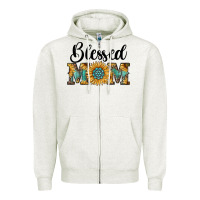 Oatmeal Heather blessed mom Zipper Hoodie - RanaPortraitStore
