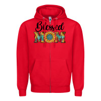 Red blessed mom Zipper Hoodie - RanaPortraitStore