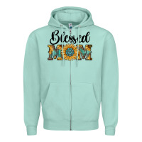 Seafoam blessed mom Zipper Hoodie - RanaPortraitStore