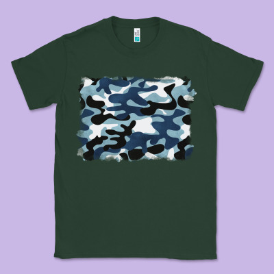 Blue Camouflage Background Classic Tee Designed By Barkaloodesign