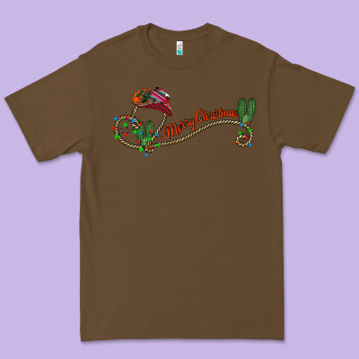 Merry Christmas Western Premium Tee Designed By Cowhidedigitalart