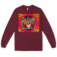 Burgundy mexican skull Long Sleeve Tee - Zillion Design Studio
