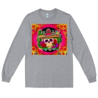 Heather Grey mexican skull Long Sleeve Tee - Zillion Design Studio