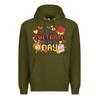 Army Green it's a softball kinda day Premium Hoodie - MaliasSmallBusiness