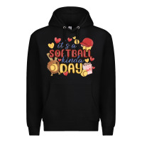 Black it's a softball kinda day Premium Hoodie - MaliasSmallBusiness