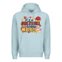 Blue Mist it's a softball kinda day Premium Hoodie - MaliasSmallBusiness