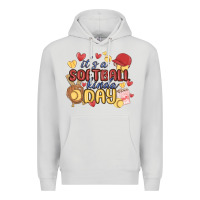 Dove Grey it's a softball kinda day Premium Hoodie - MaliasSmallBusiness